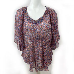 🎀 4/$20 DEX Sheer Floral Batwing Size Small